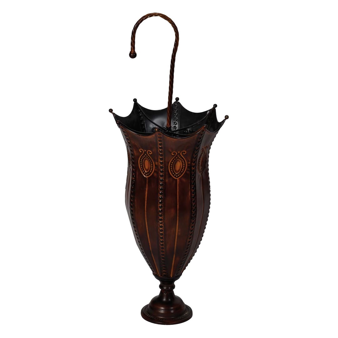 thumbnail interactive-video image 1 of Rustic Wood Umbrella Holder With Hooks - Rectangular Stand With Removable Drip Pan For Entryway 1 of 6